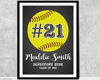 Regalo personalizado para jugadores de softbol senior, regalos para equipos de softbol, regalo para la noche de los seniors, regalo de graduación de softbol, regalo para jugadores de softbol senior.