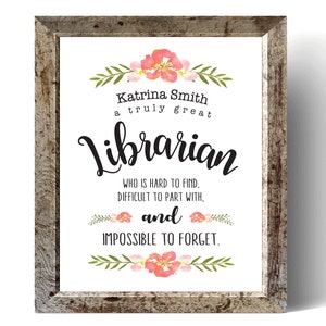Cadeau personnalisé du bibliothécaire, Cadeau de Noël du bibliothécaire, Cadeau pour bibliothécaire, Remerciement du bibliothécaire, Bibliothécaire imprimable, Bibliothécaire adjoint.