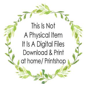 Puede incluir: Una corona de hojas verdes con el texto "This Is Not A Physical Item It Is A Digital Files Download & Print at home/ Printshop" en texto negro.