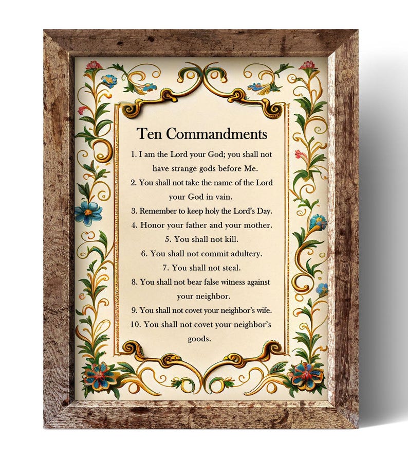 Ten Commandments Printable, Catholic Prayer Wall Art, Christian Decor ...