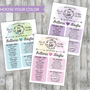 Infographic Wedding Program, Printable Wedding Program, Modern Custom Unique Fun Wedding Program,  Bullet Journal wedding planner program