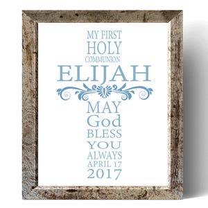 Personalized First Communion Cross, First Holy Communion Print Gift, First Communion Subway, Boys Christening Gift, Girls Christening Gift