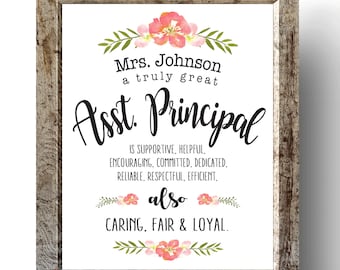 Personalized Assistant Principal Gift, Principal Chalkboard Printable, A truly great assistant Assistant Principal is hard to find
