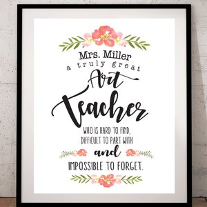 Personalized Art Teacher Gift, A Great Art Teacher is Hard to Find,  Gift for Art Teacher, Teacher Appreciation,  End of the Year Teacher