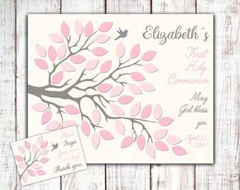 First Holy communion Guest Book tree sign in alternative, Alternate guest book sign in, Christening Baby Dedication Guest Book Alternative