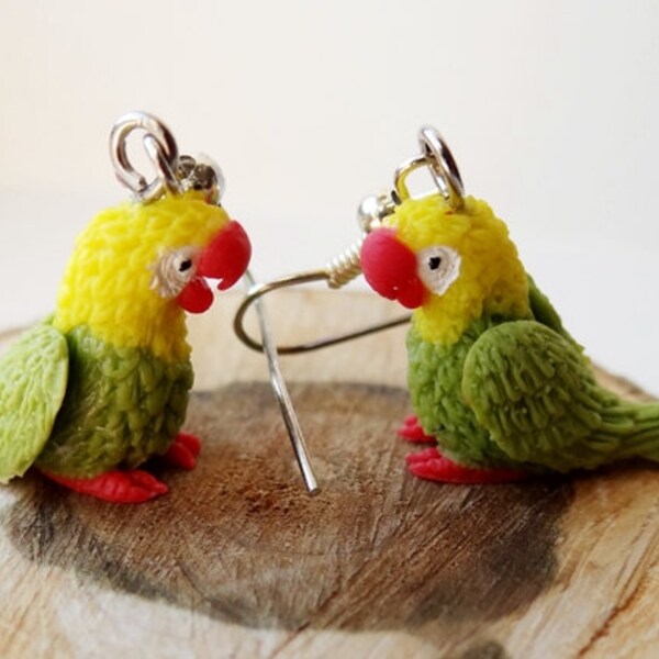 Green, Yellow and Red Parrot Earrings