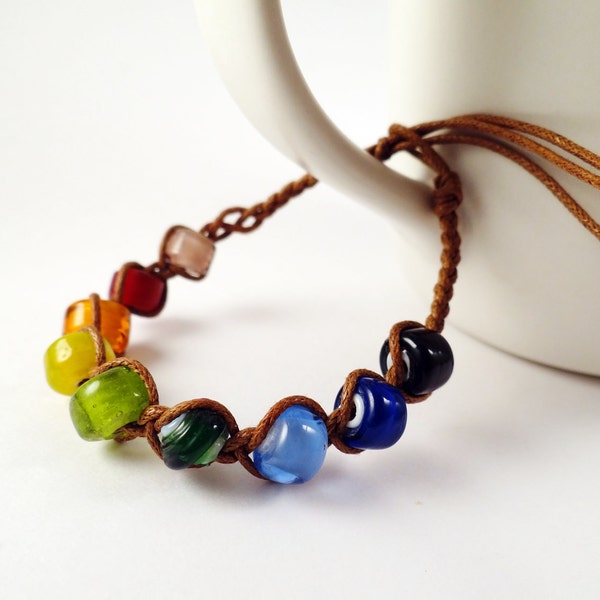 Rainbow Glass Beaded Bracelet