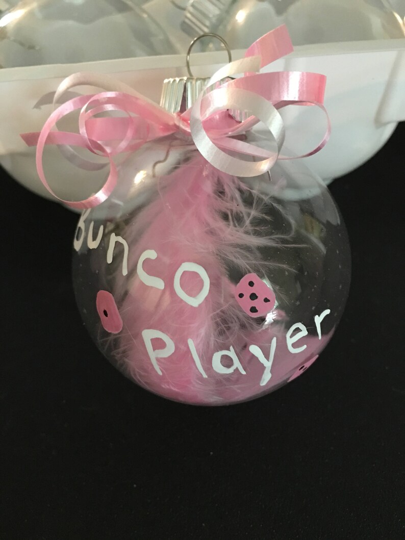 Pink and White Bunco Ornaments,Bunco,Exchange,Cancer Awareness 6