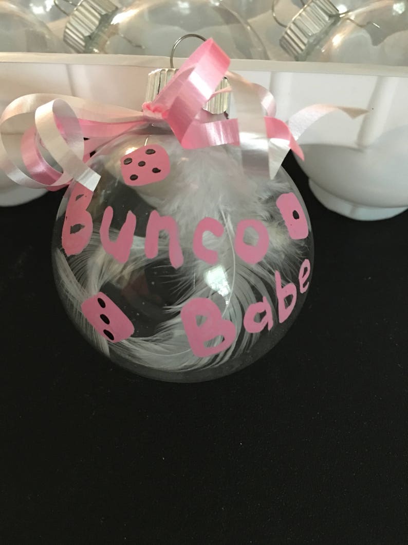 Pink and White Bunco Ornaments,Bunco,Exchange,Cancer Awareness 6