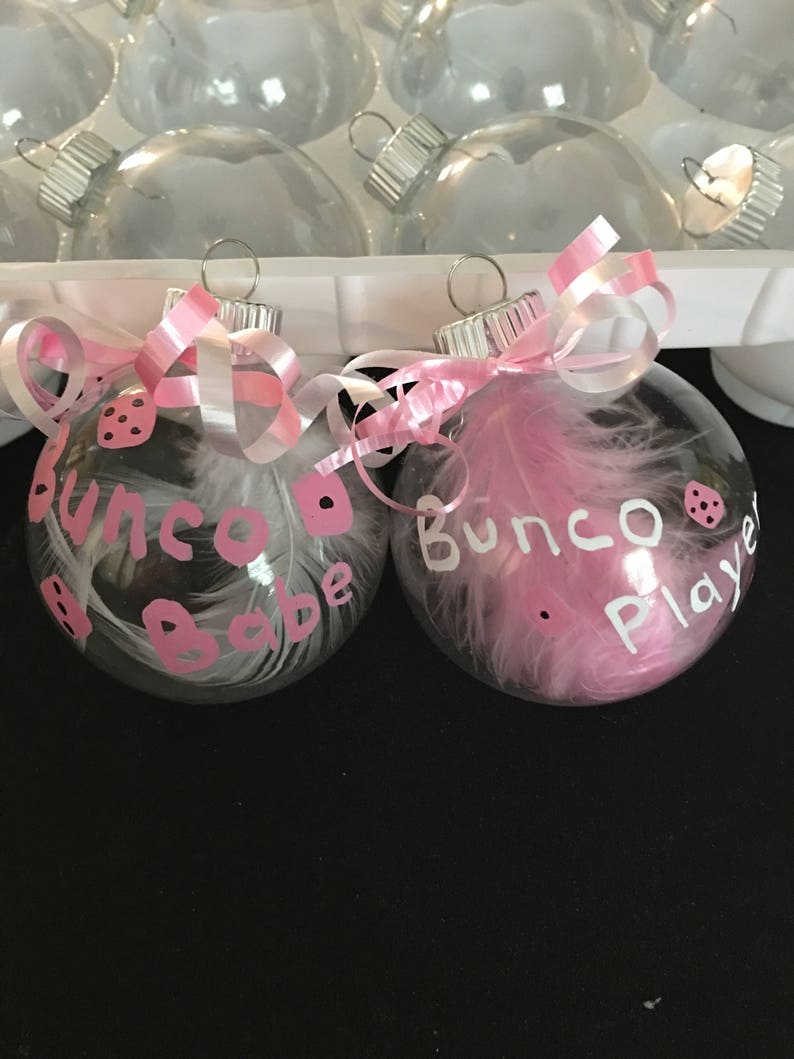 Pink and White Bunco Ornaments,Bunco,Exchange,Cancer Awareness 6