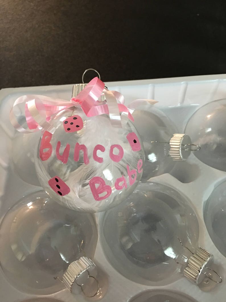Pink and White Bunco Ornaments,Bunco,Exchange,Cancer Awareness 6