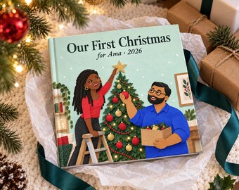 Our First Christmas Together Gift, Personalised Reasons I Love You Book for Couples, Illustrated Hardcover