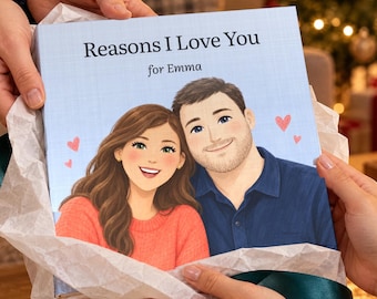 Anniversary Gift Printable Personalized Book PDF, Last Minute 50 Reasons I Love You Digital Love Book