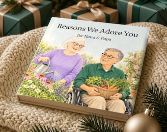 Grandparents Gift Personalized Book, Custom Reasons We Love You Grandma Grandpa Hardcover Keepsake
