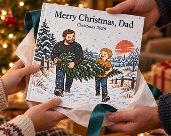 Christmas Gift for Dad from Son or Daughter, Personalised Book of Reasons, Merry Christmas Dad Hardcover