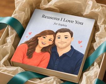 Gifts for Girlfriend Personalized Book, Anniversary Gift for Wife, 50 Reasons I Love You Hardcover