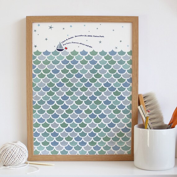 Items similar to Unique Wedding Guestbook Signature Print. Personalized