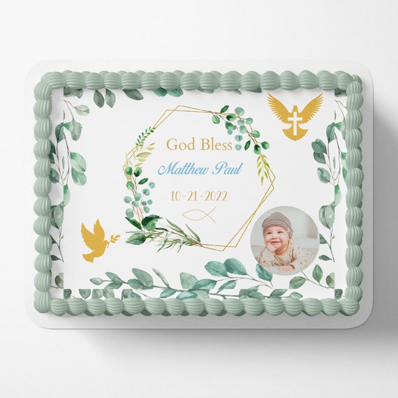 BAPTISM CAKE TOPPER Baptism Edible Image Christening Cake Topper ...