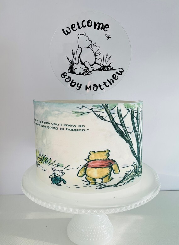 POOH BEAR BABY Shower Cake / Cake Wrap / Icing Sheet / Edible Image / pooh bear cake wrap / pooh bear icing sheet / pooh bear cake topper Il_570xn