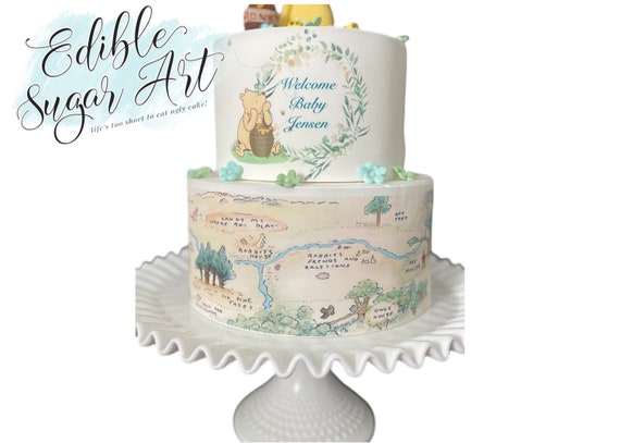 POOH BEAR BABY Shower Cake / Cake Wrap / Icing Sheet / Edible Image / pooh bear cake wrap / pooh bear icing sheet / pooh bear cake topper Il_570xn