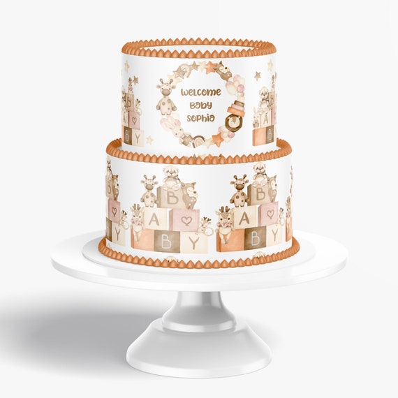 BOHO BABY SHOWER Cake Vintage Toy Baby shower cake Edible Image Vintage Doll cake topper Vintage Baby shower Edible Image Cake Wrap Il_570xn