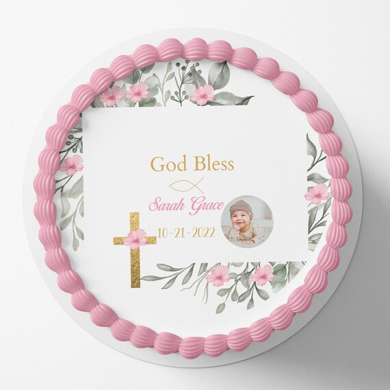 BAPTISM CAKE TOPPER Baptism Edible Image Christening Cake Etsy