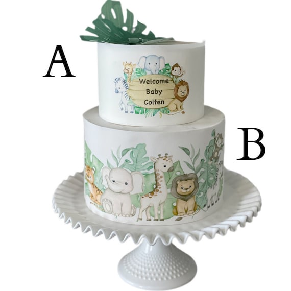 SAFARI BABY SHOWER Cake Edible Image Jungle Baby Shower Cake Etsy