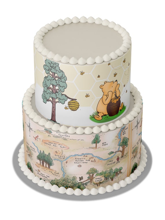 POOH BEAR BABY Shower Cake / Cake Wrap / Icing Sheet / Edible Image / pooh bear cake wrap / pooh bear icing sheet / pooh bear cake topper Il_570xn