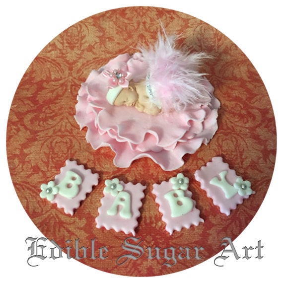Baby Shower Cake Princess Baby Fondant Cake Topper Fondant Baby