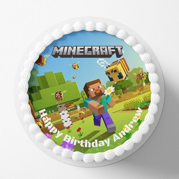Minecraft Cake wrap Minecraft birthday Minecraft edible image edible icing sheet frosting sheet Il_570xn