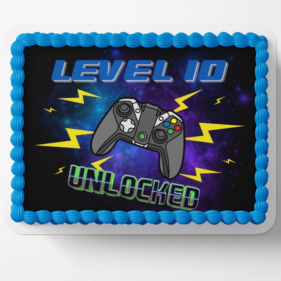 LEVEL UP GAMER Cake wrap Video game birthday video game cake edible