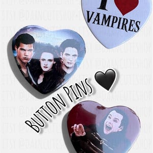 Heart shaped Twilight gift Button pin set