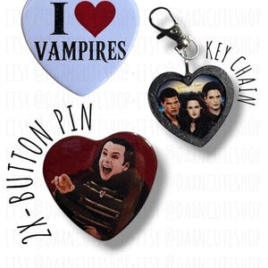Twilight gift Button pin and purse charm  keychain set