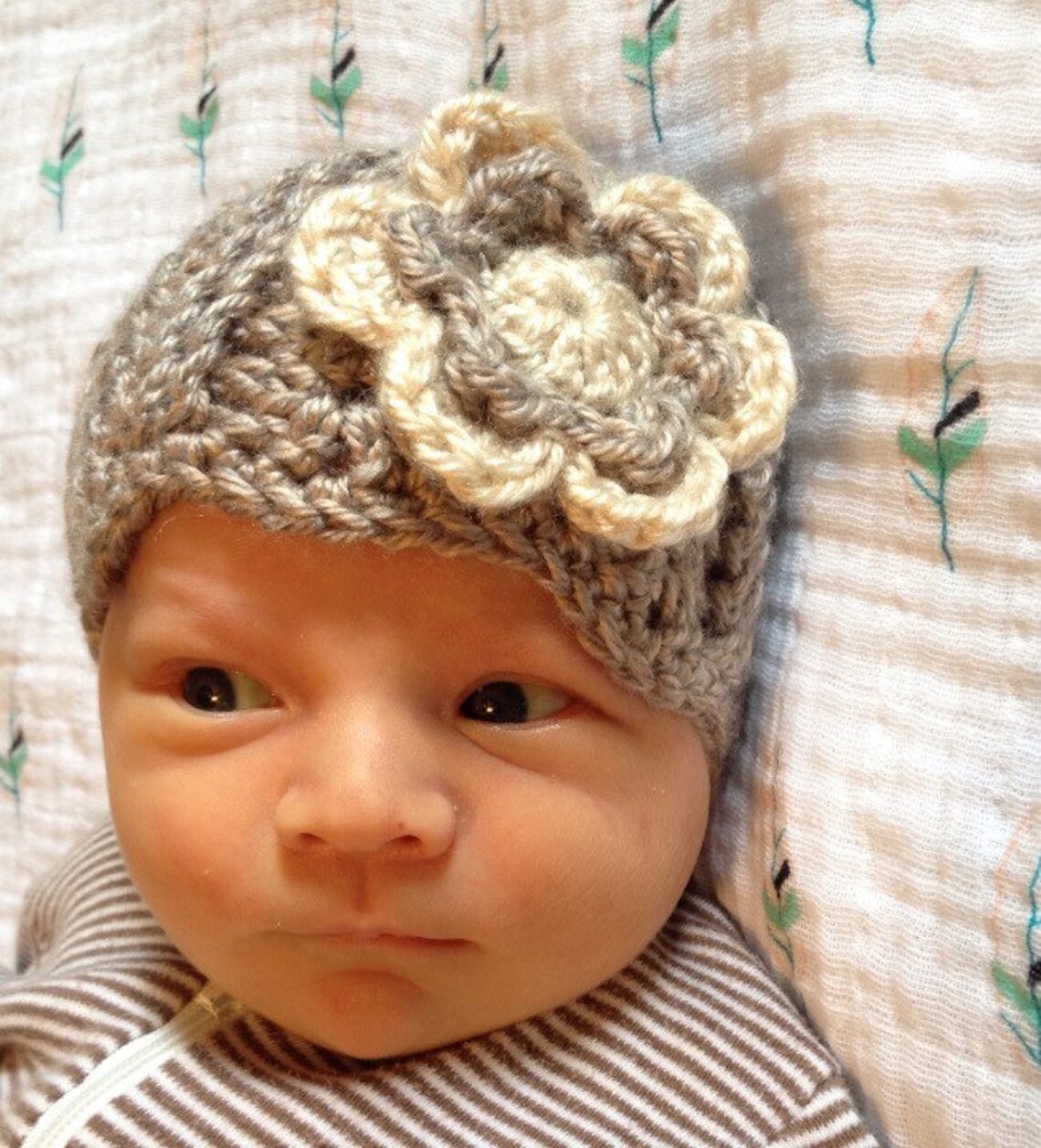 Newborn Crochet Hat Hat With Flower Baby Photo Prop Newborn Etsy