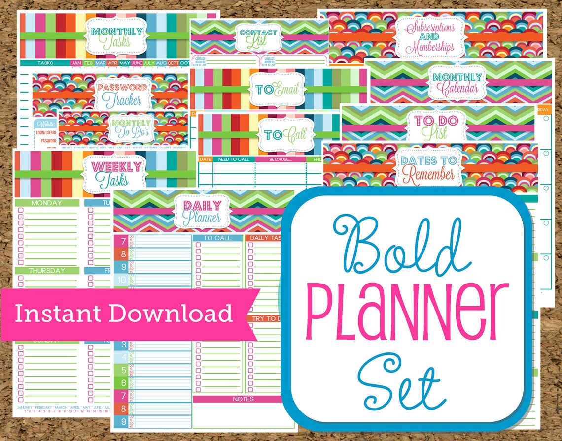 INSTANT DOWNLOAD-Planner Printables Set Bold Pattern-Home and | Etsy