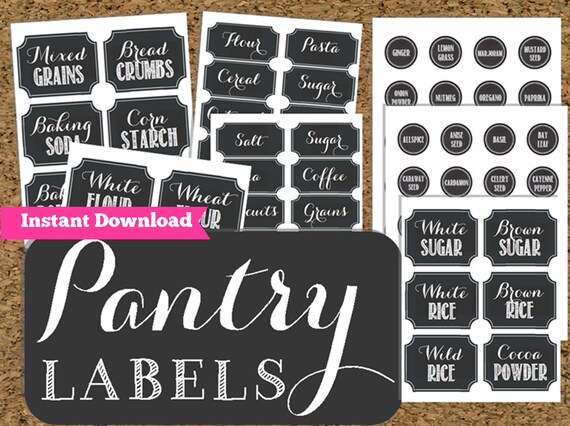 instant download pantry chalkboard labels printable pantry etsy