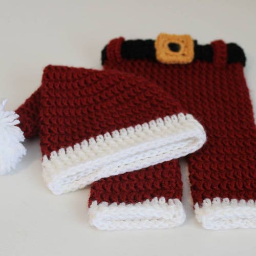 Crochet Newborn Santa Outfit Pattern Baby Santa Photo Prop Etsy