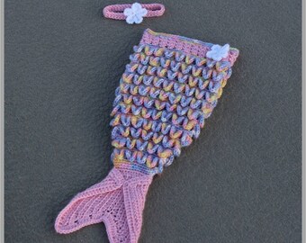 Baby Mermaid Tail & Headband Crochet Pattern ... Newborn ... Photo Prop ... Instant Download