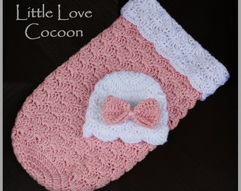 Little Love Baby Hat & Cocoon - Crochet Pattern - Size: Newborn ... Instant Download