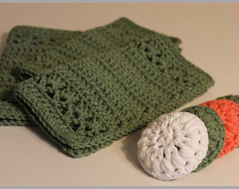 Washcloth & Scrubbie Crochet Pattern, Petite Primrose Set ... Instant Download