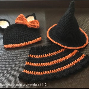 Little Halloween Hat & Skirt Crochet Pattern ... Size: Newborn ... Photo Prop ... Instant Download