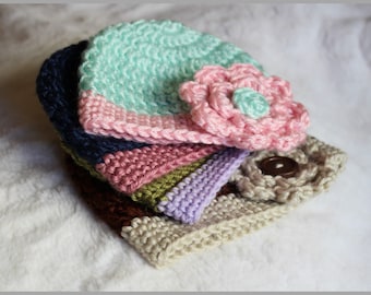Finnley Flower Hat ... Crochet Pattern - Sizes: Preemie/Newborn Small, 0-3 months, and 3-6 months ... Instant Download