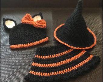 Little Halloween Hat & Skirt Crochet Pattern ... Size: Newborn ... Photo Prop ... Instant Download