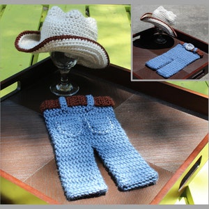 Cowboy Hat & "Blue Jeans" Crochet Pattern ... Newborn ... Photo Prop ... Instant Download