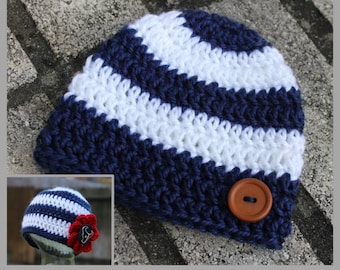 Striped Children's Beanie Crochet Pattern - "Show Your Colors" Beanie - Sizes: Preemie to Toddler/Child ... Instant Download