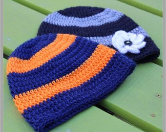 Striped Adult Beanie Crochet Pattern - "Show Your Colors Beanie" - Teen/Adult Small, Adult Large ... Instant Download