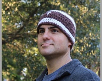 Crochet Hat Pattern ... Adult Football Beanie ... Instant Download