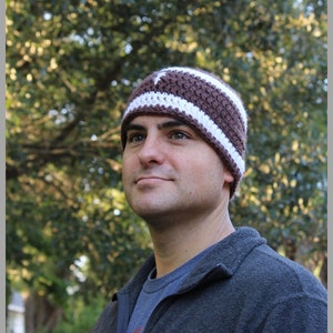 Crochet Hat Pattern ... Adult Football Beanie ... Instant Download