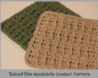 Raised Rim Washcloth Crochet Pattern ... Instant Download