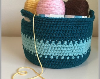 Crochet Basket ... Two-Toned Striped Basket Crochet Pattern ... Instant Download